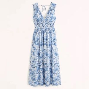 Abercrombie & Fitch Crinkle Textured Smocked Waist Maxi Dress size XXL tall